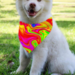 Abstract Colorful Liquid Trippy Print Over The Collar Dog Bandana