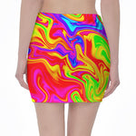 Abstract Colorful Liquid Trippy Print Pencil Mini Skirt