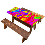 Abstract Colorful Liquid Trippy Print Picnic Table Cover