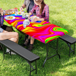 Abstract Colorful Liquid Trippy Print Picnic Table Cover