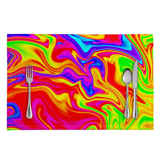 Abstract Colorful Liquid Trippy Print Placemat