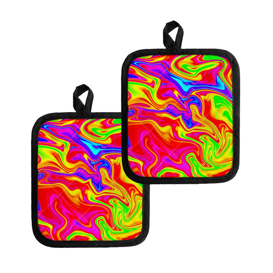 Abstract Colorful Liquid Trippy Print Pot Holders