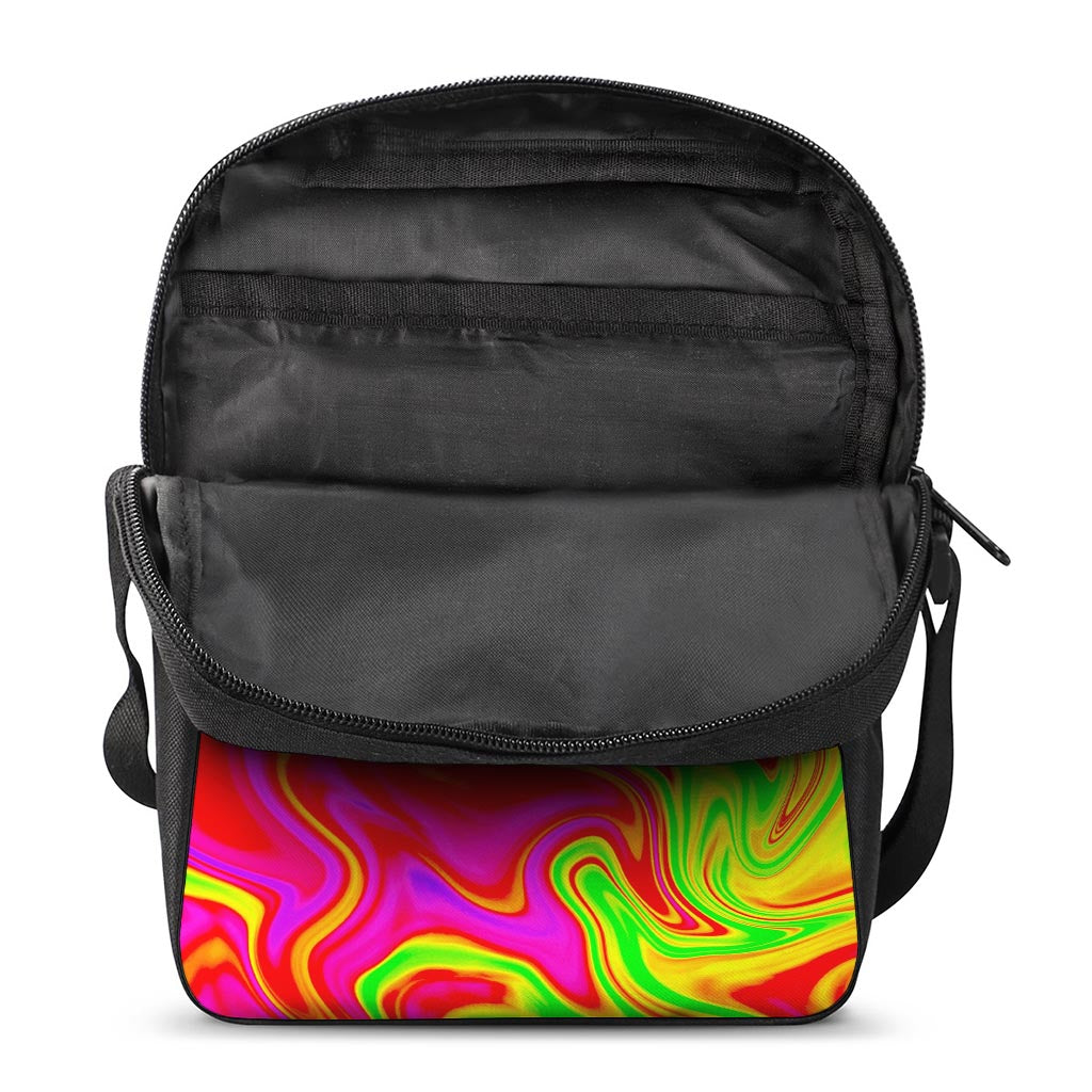 Abstract Colorful Liquid Trippy Print Rectangular Crossbody Bag