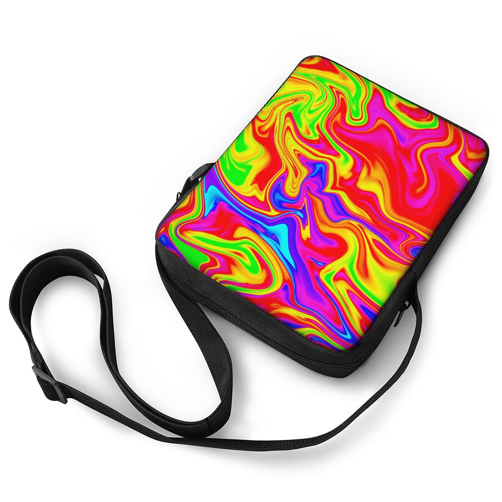 Abstract Colorful Liquid Trippy Print Rectangular Crossbody Bag