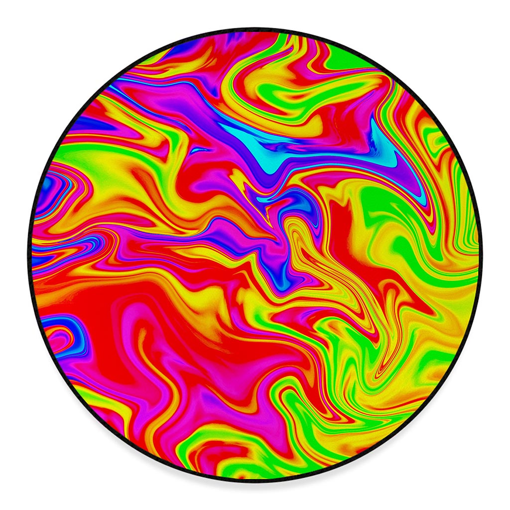 Abstract Colorful Liquid Trippy Print Round Floor Mat