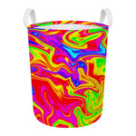 Abstract Colorful Liquid Trippy Print Round Laundry Basket