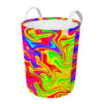 Abstract Colorful Liquid Trippy Print Round Laundry Basket