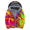 Abstract Colorful Liquid Trippy Print Sherpa Lined Zip Up Hoodie