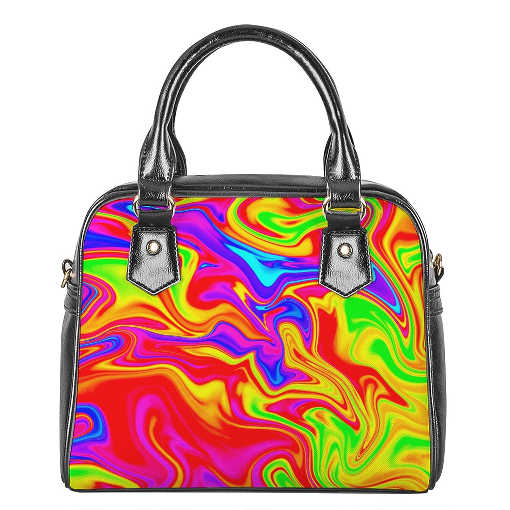 Abstract Colorful Liquid Trippy Print Shoulder Handbag