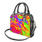 Abstract Colorful Liquid Trippy Print Shoulder Handbag