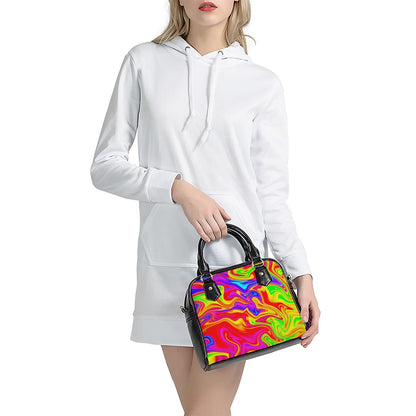 Abstract Colorful Liquid Trippy Print Shoulder Handbag
