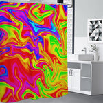 Abstract Colorful Liquid Trippy Print Shower Curtain
