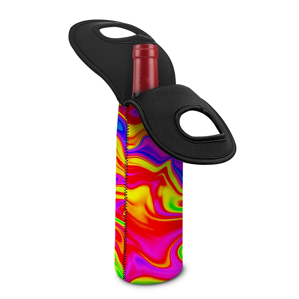 Abstract Colorful Liquid Trippy Print Single Neoprene Wine Tote