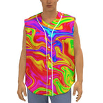 Abstract Colorful Liquid Trippy Print Sleeveless Baseball Jersey