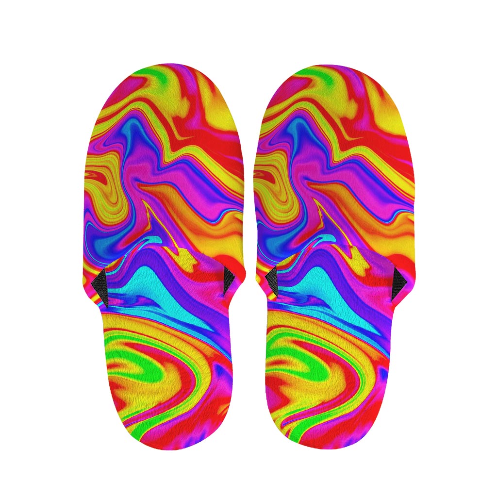 Abstract Colorful Liquid Trippy Print Slippers