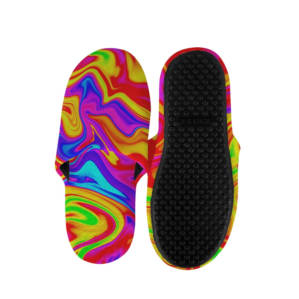 Abstract Colorful Liquid Trippy Print Slippers