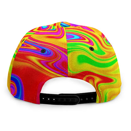 Abstract Colorful Liquid Trippy Print Snapback Cap