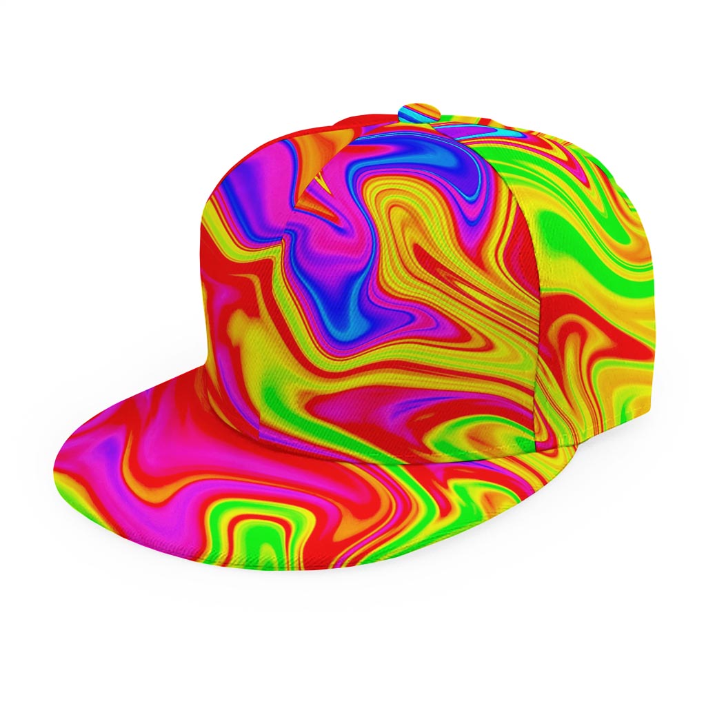 Abstract Colorful Liquid Trippy Print Snapback Cap