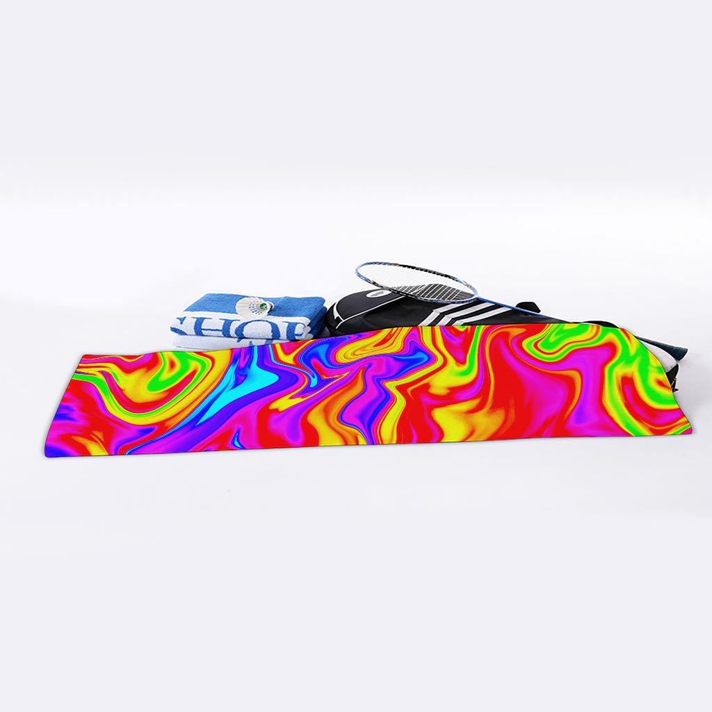 Abstract Colorful Liquid Trippy Print Sports Towel
