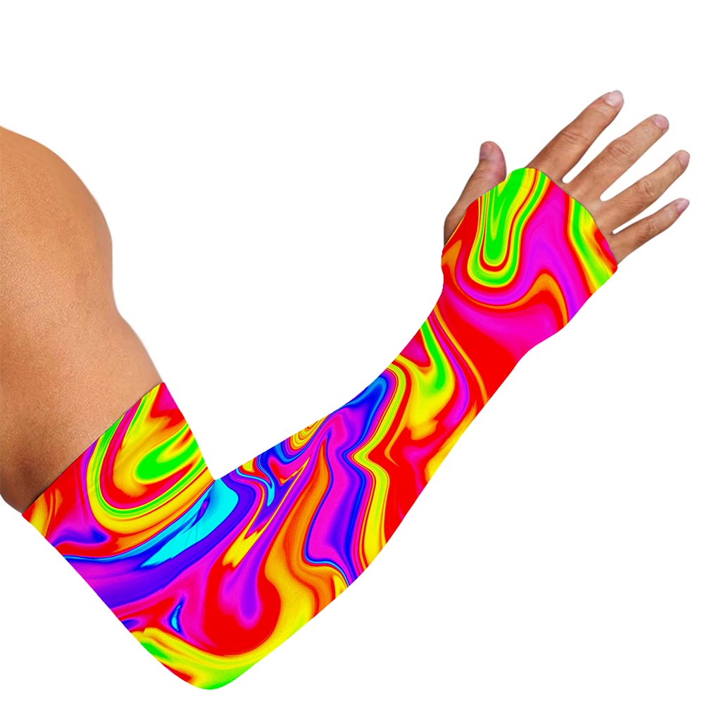 Abstract Colorful Liquid Trippy Print Sun Protection Arm Sleeves
