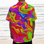 Abstract Colorful Liquid Trippy Print Textured Short Sleeve Shirt