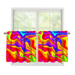 Abstract Colorful Liquid Trippy Print Tier Curtains