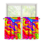 Abstract Colorful Liquid Trippy Print Tier Curtains