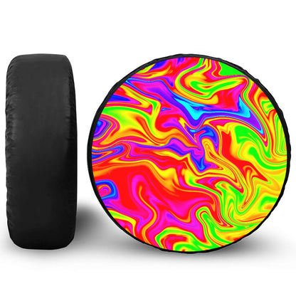 Abstract Colorful Liquid Trippy Print Tire Cover