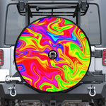 Abstract Colorful Liquid Trippy Print Tire Cover With Camera Hole