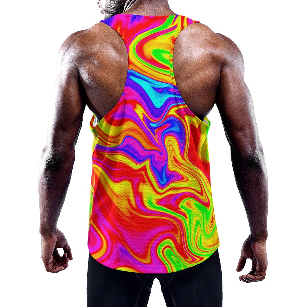 Abstract Colorful Liquid Trippy Print Training Tank Top