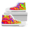 Abstract Colorful Liquid Trippy Print White High Top Sneakers