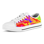 Abstract Colorful Liquid Trippy Print White Low Top Sneakers