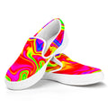 Abstract Colorful Liquid Trippy Print White Slip On Sneakers