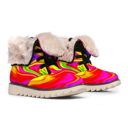 Abstract Colorful Liquid Trippy Print Winter Boots