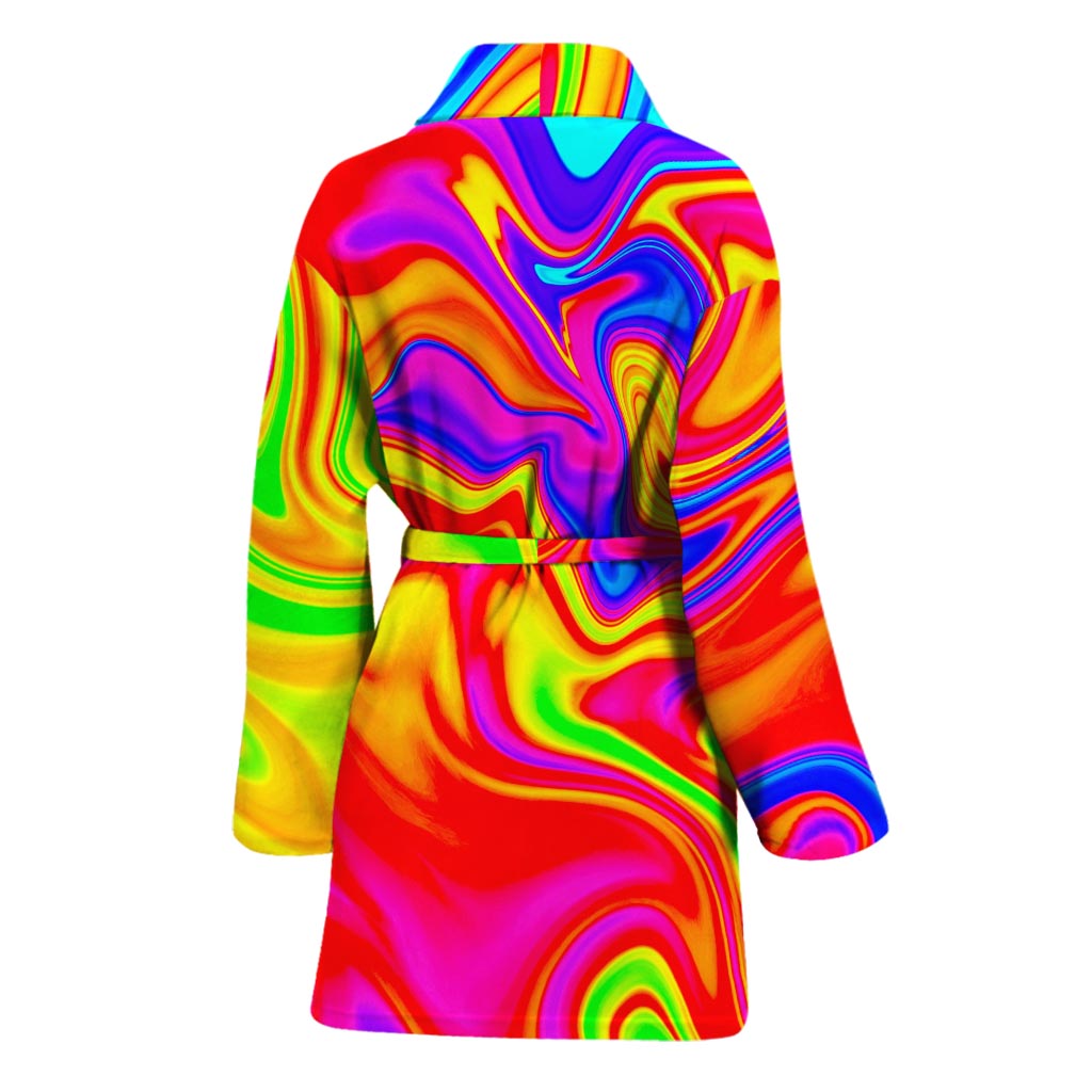 Abstract Colorful Liquid Trippy Print Women's Bathrobe