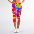 Abstract Colorful Liquid Trippy Print Women's Capri Leggings