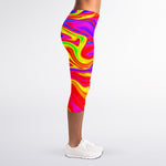 Abstract Colorful Liquid Trippy Print Women's Capri Leggings