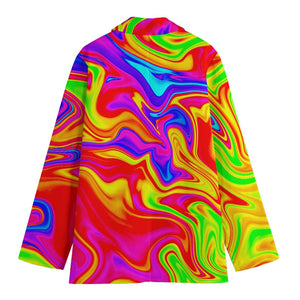 Abstract Colorful Liquid Trippy Print Women's Cotton Blazer