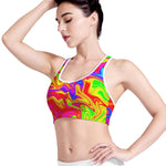 Abstract Colorful Liquid Trippy Print Women's Sports Bra