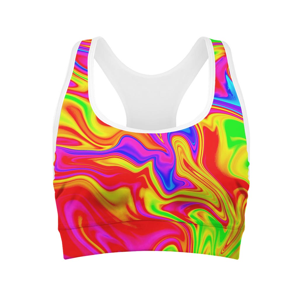 Abstract Colorful Liquid Trippy Print Women's Sports Bra