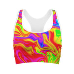 Abstract Colorful Liquid Trippy Print Women's Sports Bra