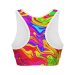 Abstract Colorful Liquid Trippy Print Women's Sports Bra