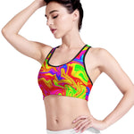 Abstract Colorful Liquid Trippy Print Women's Sports Bra