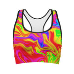 Abstract Colorful Liquid Trippy Print Women's Sports Bra