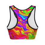 Abstract Colorful Liquid Trippy Print Women's Sports Bra
