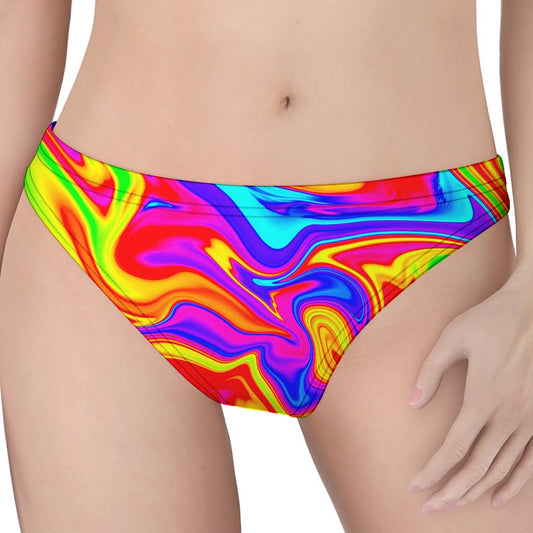 Abstract Colorful Liquid Trippy Print Women's Thong