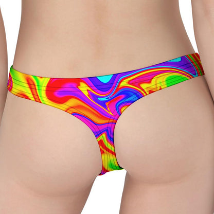 Abstract Colorful Liquid Trippy Print Women's Thong
