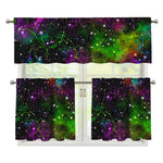 Abstract Dark Galaxy Space Print 3 Piece Kitchen Curtains