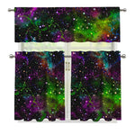 Abstract Dark Galaxy Space Print 3 Piece Kitchen Curtains