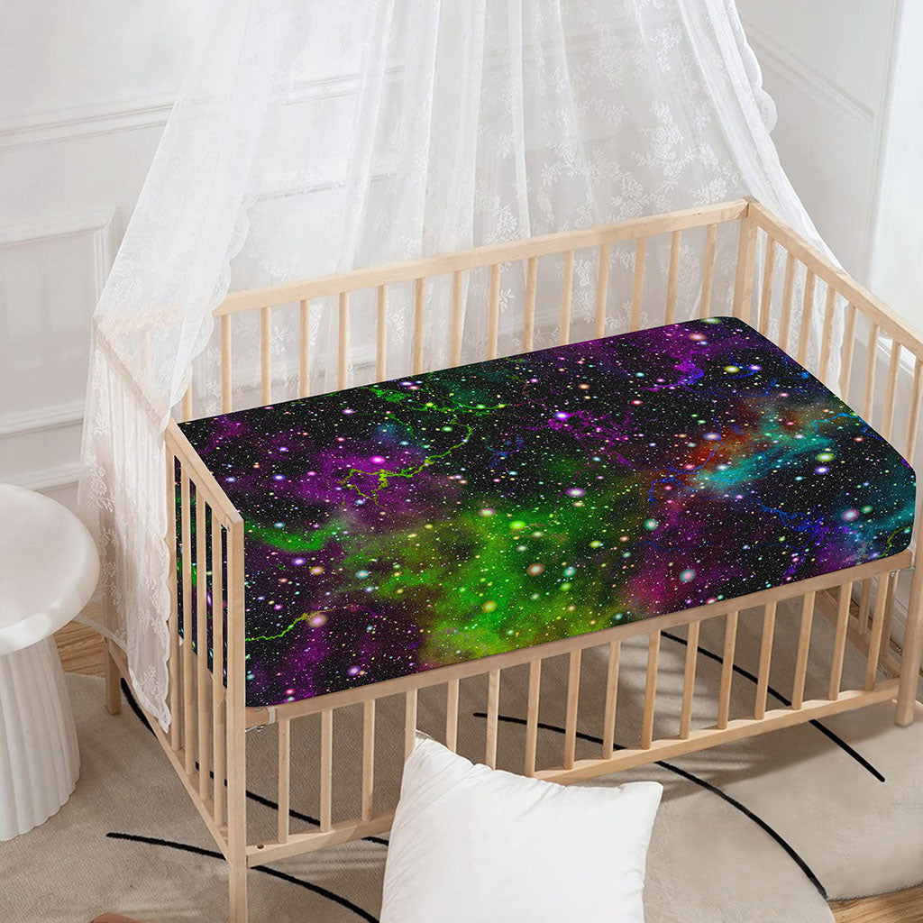 Abstract Dark Galaxy Space Print Baby Crib Sheet